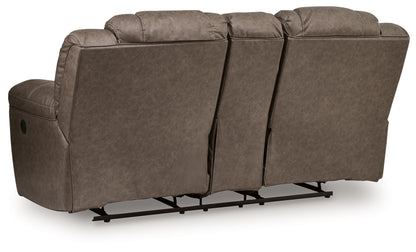Lowilla - Double Reclining Loveseat With Console - Driftwood