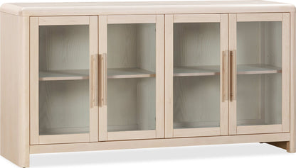 Liv - Glass Door Ash Wood Sideboard - White Sand