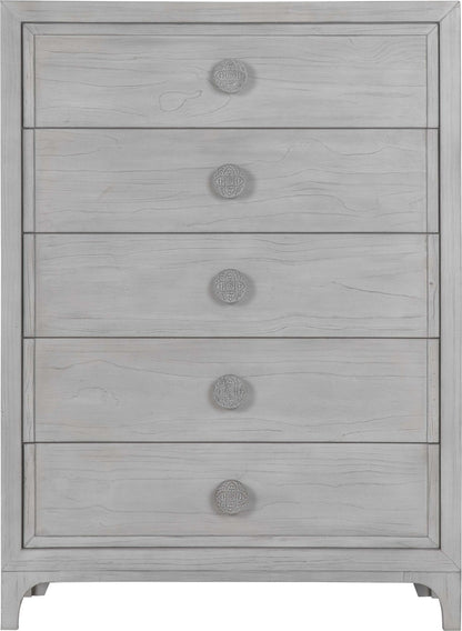 Boho Chic - Five-Drawer Chest - Washed White (2024)
