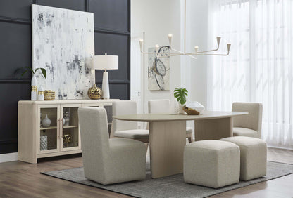 Liv - Ash Wood Oval Dining Table - White Sand