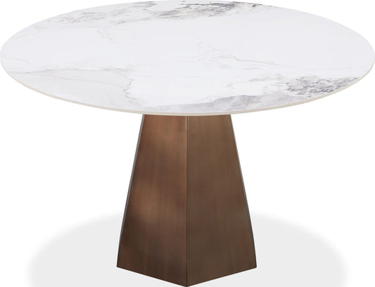 Crossroads 2.0 - Carmel Stone Top Round Dining Table - Chanelle And Bronze