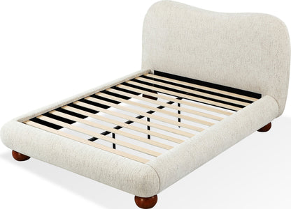 Afra - Chenille Upholstered Wood Leg Platform Bed
