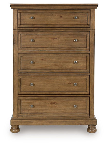 Feddinger - Five Drawer Chest - Medium Brown