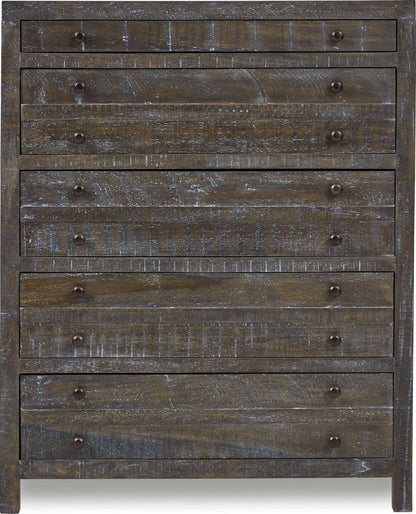 Townsend - Solid Wood Five Drawer Chest - Gunmetal (2024)