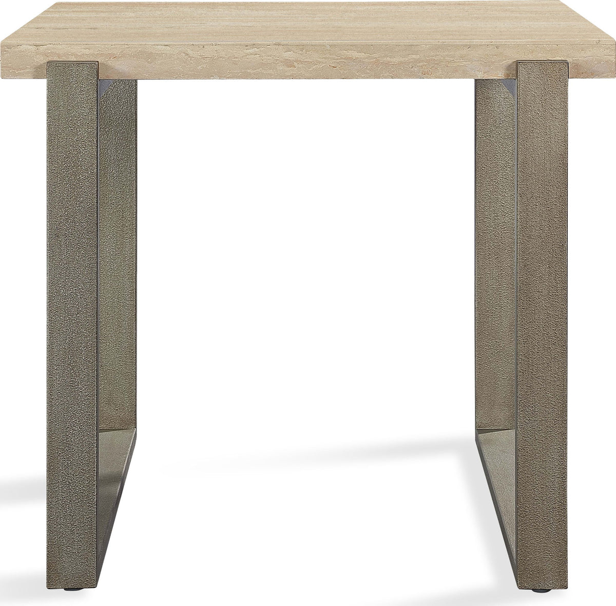 Ariela - Natural Travertine Table With Bronze Metal Base