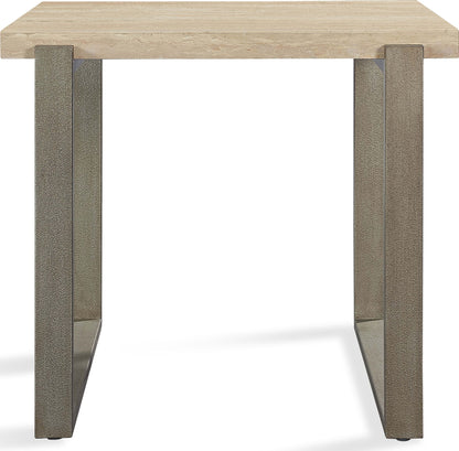 Ariela - Natural Travertine Table With Bronze Metal Base