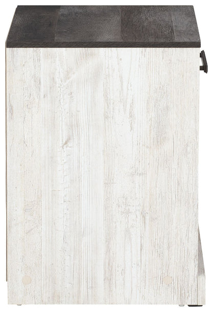 Shawburn - One Drawer Night Stand - Whitewash / Charcoal Gray