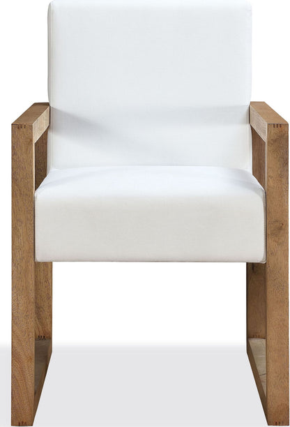 One - Modern Coastal Sled Leg Upholstered Dining Arm Chair (Set of 2) - White Pearl And Bisque
