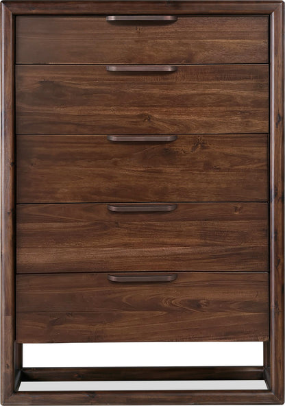 Sol - Five Drawer Acacia Wood Chest - Brown Spice