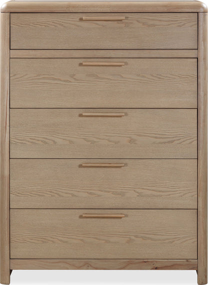 Furano - Five Drawer Ash Wood Chest - Ginger