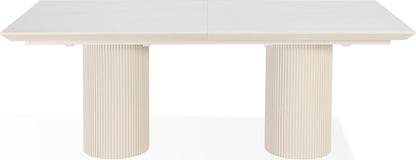Crossroads 2.0 - Cannon Stone Top Double Pedestal Extension Dining Table With Wood Base - Ivory