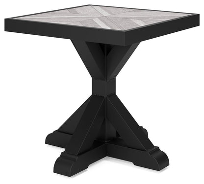 Beachcroft - Square End Table - Black / Light Gray