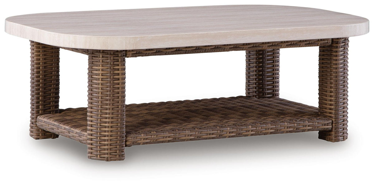 Dolan Creek - Rectangular Cocktail Table - Beige / Brown