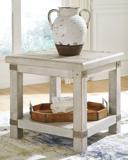 Carynhurst - Rectangular End Table - White Wash Gray