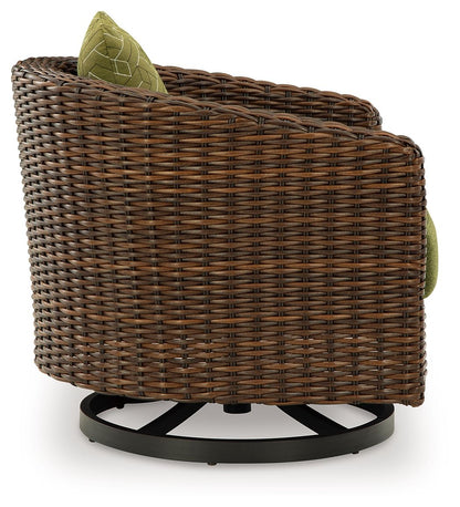 Horizon Hall - Swivel Lounge With Cushion - Brown / Green
