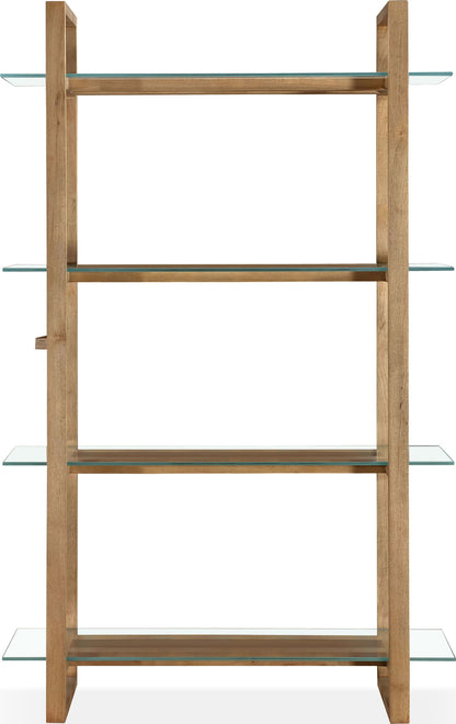 One - Modern Coastal Glass Solid Wood Shelf Bookcase - Bisque