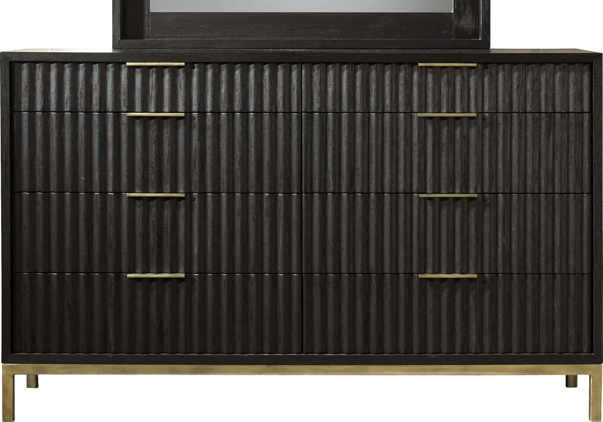 Kentfield - Solid Wood Eight Drawer Dresser - Black Drifted Oak (2024)