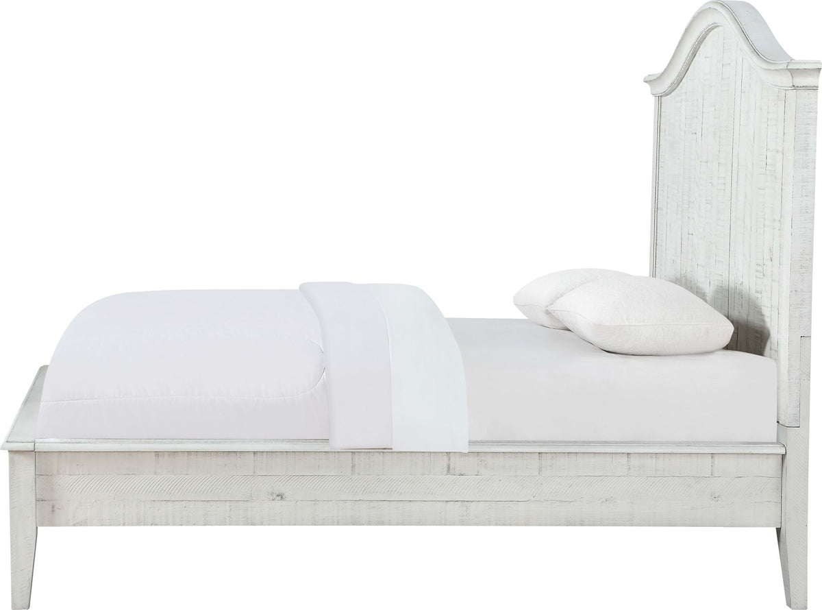 Ella - Solid California King Wood Crown Bed - White Wash