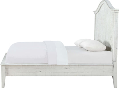 Ella - Solid California King Wood Crown Bed - White Wash