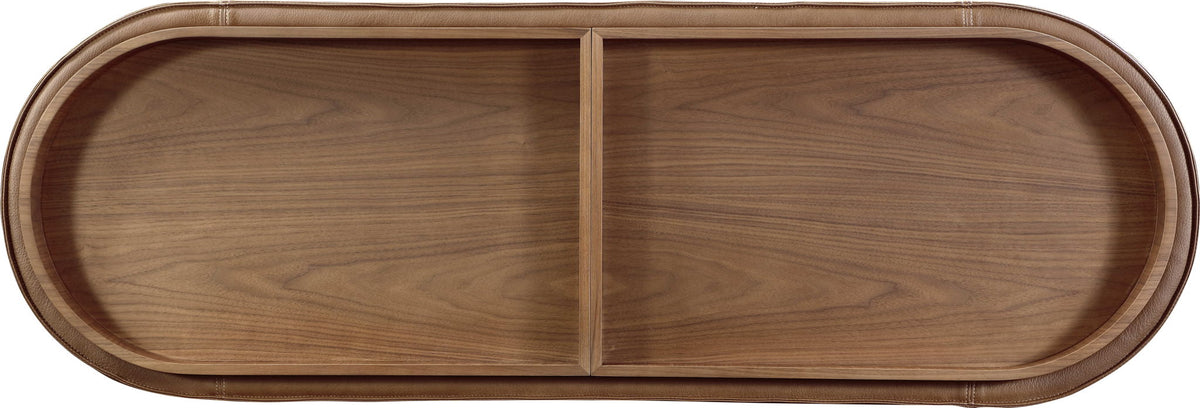 Yeal - Leather Upholstered Storage Table With Wooden Top