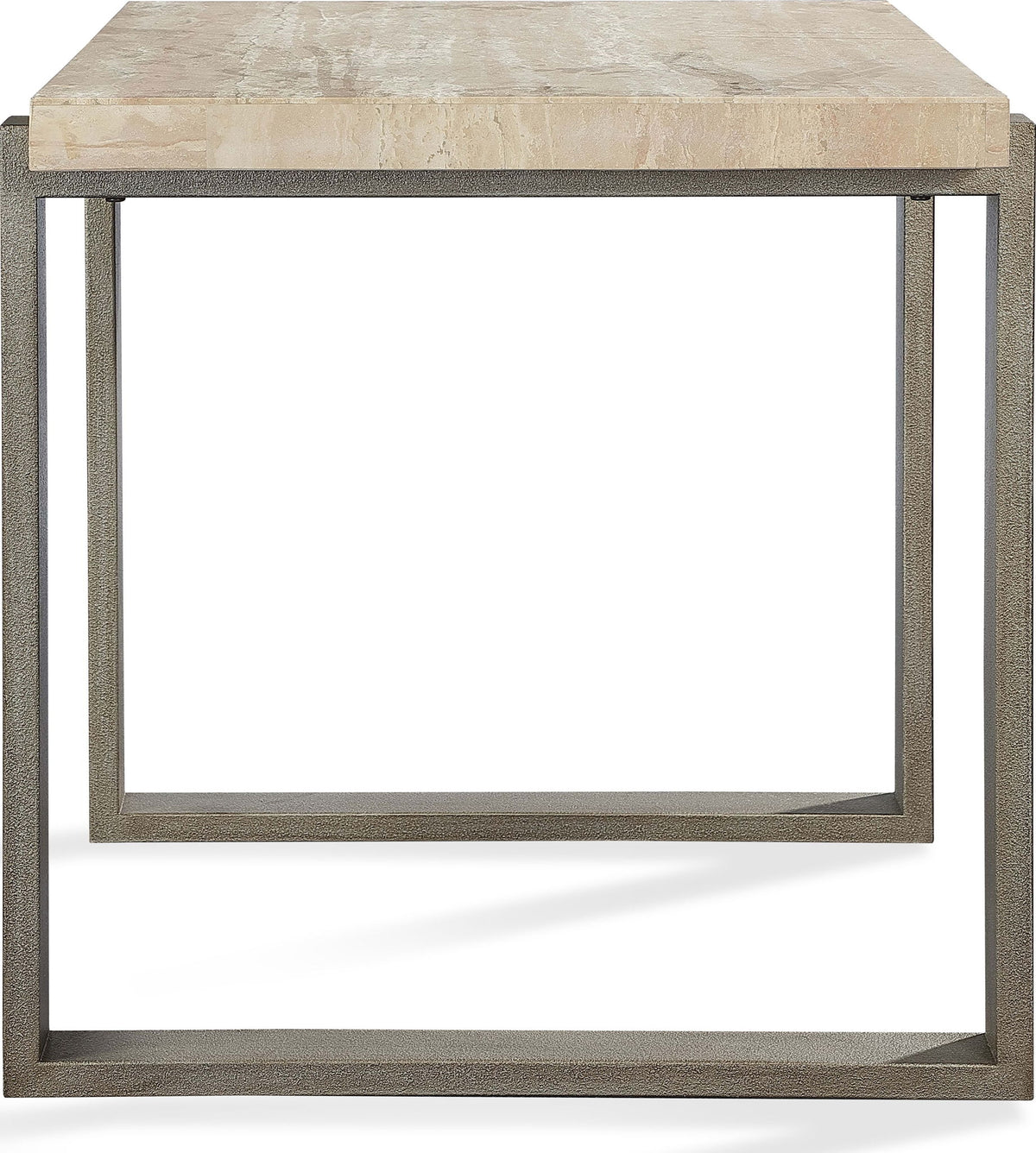 Ariela - Natural Travertine Table With Bronze Metal Base