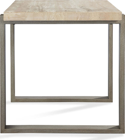 Ariela - Natural Travertine Table With Bronze Metal Base
