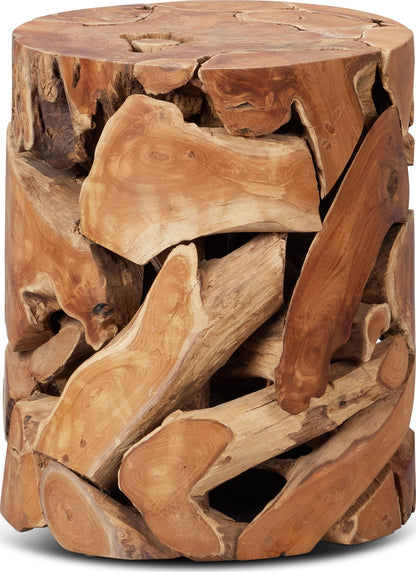 One - Teak Slice Round End Table