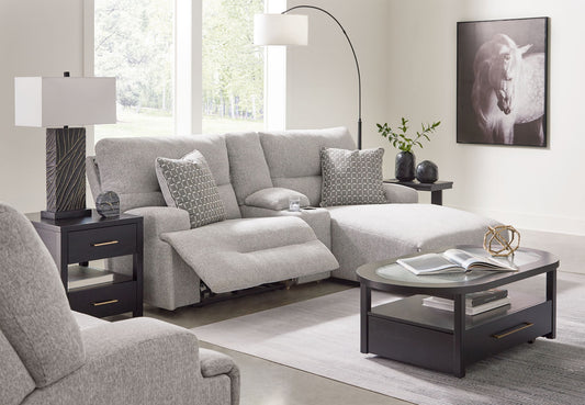 Acklen Place - 4 Pc. - 3-Piece Power Reclining Sectional Sofa With Raf Chaise, Wide Seat Power Recliner - Pewter