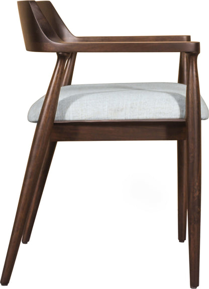 Amaroo - Solid Mango Linen Upholstered Dining Arm Chair - Honey Date / Off-White