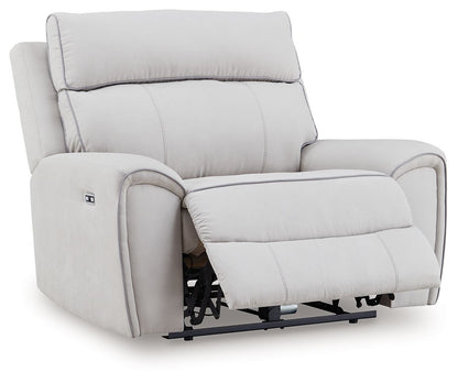 Social Pointe - Power Recliner / Adjustable Headrest - Pearl / Ash