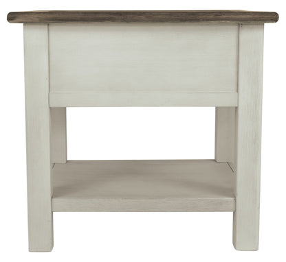 Bolanburg - Rectangular End Table - White / Brown / Beige