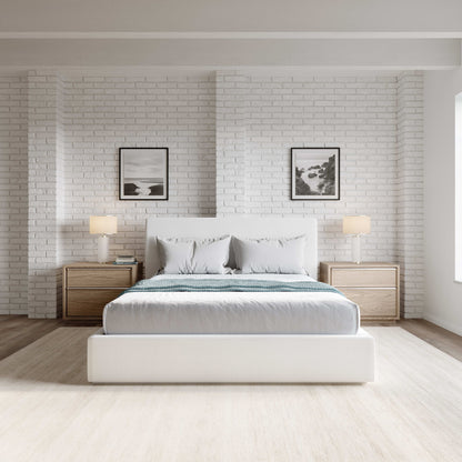 One - Queen Upholstered Platform Bed - Pearl