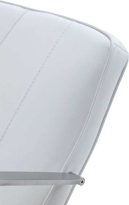 One - Metal Frame Leather Home Office Chair - Brushed Stainless Steel And White