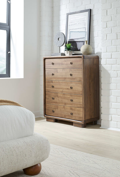 Boka - Five Drawer Acacia Wood Chest - Impala