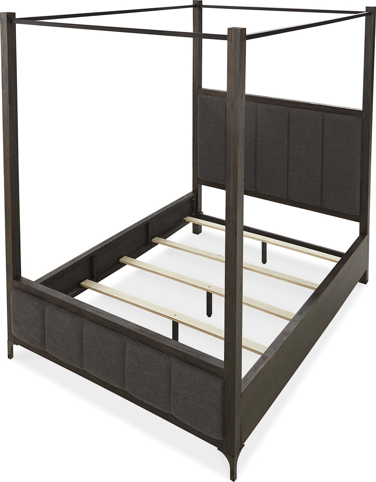 Lucerne - California King Upholstered Canopy Bed - Vintage Coffee