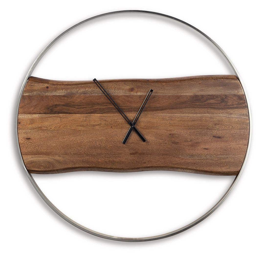 Panchali - Wall Clock - Brown / Silver Finish