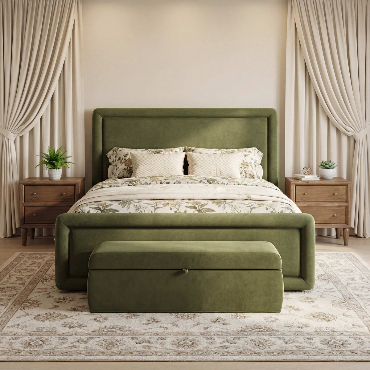 Hartford Summit - Upholstered Storage Bench - Moss