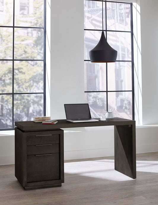 Oxford - Single Pedestal Desk - Basalt Gray