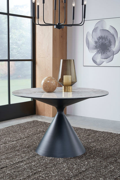 Winston - Stone Top Metal Base Round Dining Table