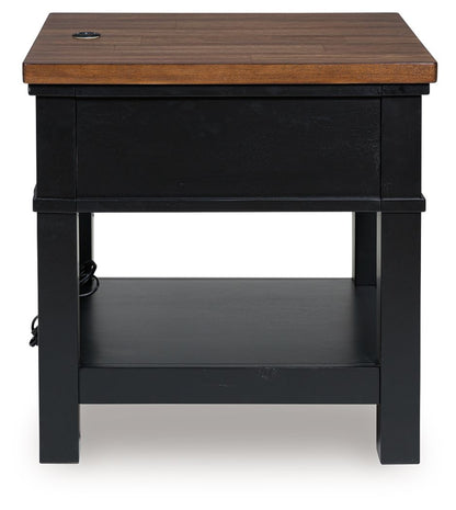 Wildenauer - Rectangular End Table - Brown / Black