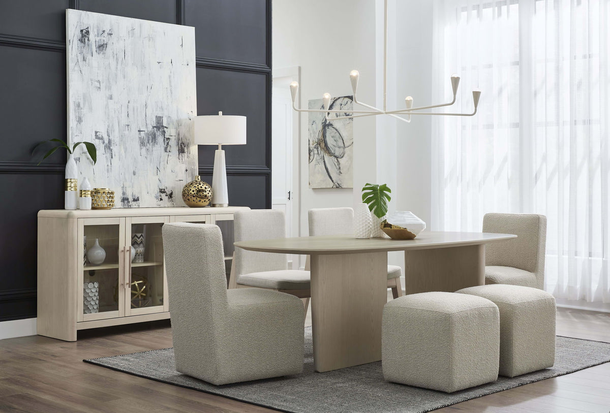 Liv - Fully Upholstered Dining Ottoman - Brun Boucle