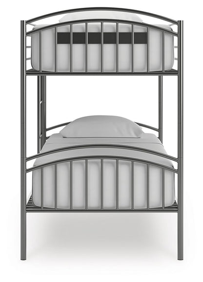 Lanceburg - 3 Pc. - Twin Over Twin Bunk Bed And 2 Mattresses - Gray