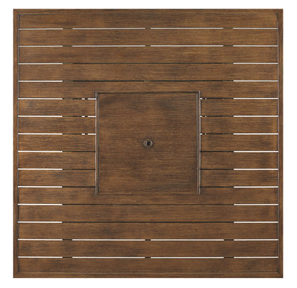 Paradise Trail - Square Bar Table w/Fire Pit - Medium Brown