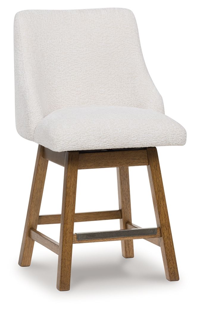 Cabalynn - Upholstered Swivel Barstool (Set of 2) - Oatmeal / Light Brown